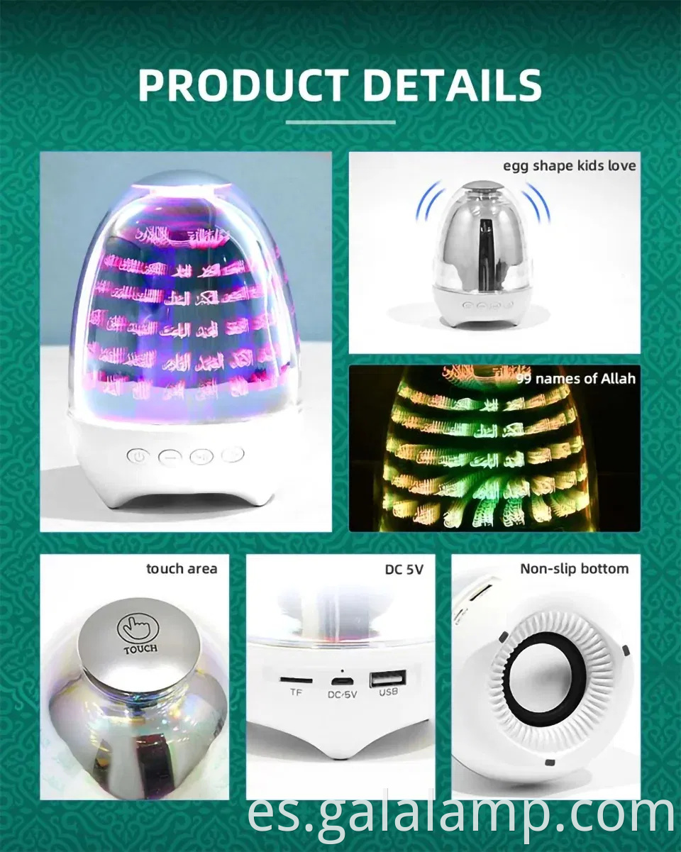 Altavoz Bluetooth amigable para los musulmanes con Corán y calmante Night Light